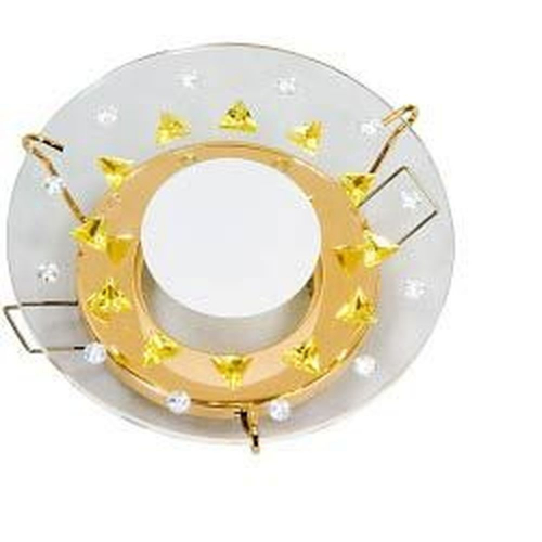Светильник потолочный, JCDR G5.3 стекло с желтыми кристаллами, золото, c лампой, DL4159 17283 в г. Санкт-Петербург 