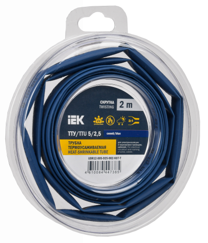 UDR12-005-D25-002-K07-T Трубка термоусадочная ТТУ нг-LS 5/2.5 син. (уп.2м) IEK 