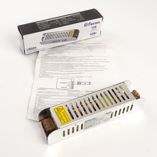 Трансформатор электронный для светодиодной ленты 60W 12V (драйвер), LB009 FERON 48008 в г. Санкт-Петербург  фото 4