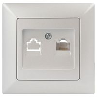Б0053993 Розетка компьютерная 1-м СП Solo 4-303-06 RJ45 IP20 перламутр Intro 