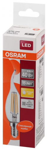 Лампа светодиодная филаментная LED STAR CLASSIC BA 40 4W/827 230V FIL FS1 E14 OSRAM 4058075055452 в г. Санкт-Петербург  фото 3