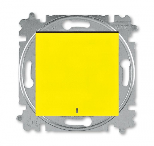 Выключатель кнопочный 1-кл. СП Levit IP20 с подсветкой желт./дым. черн. ABB 2CHH599147A6064