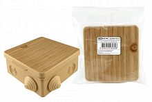 SQ1401-0713 Распаячная коробка ОП 100х100х55мм, крышка, "ЭКО" (сосна),  IP54, 8вх. инд. штрихкод TDM