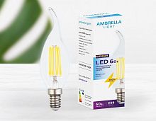 Лампа светодиодная филаментная Ambrella light E14 6W 4200K прозрачная 202215 в г. Санкт-Петербург 
