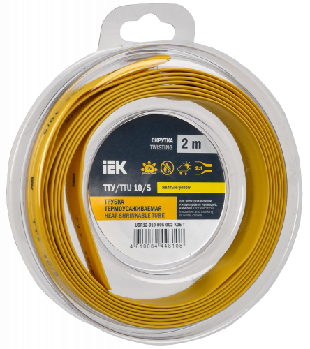 UDR12-010-005-002-K05-T Трубка термоусадочная ТТУ нг-LS 10/5 желт. (уп.2м) IEK 