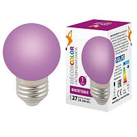 Лампа светодиодная Volpe E27 1W фиолетовая LED-G45-1W/PURPLE/E27/FR/С UL-00005652 в г. Санкт-Петербург 