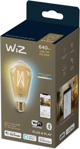 Лампа светодиодная филаментная диммируемая WiZ E27 7W 2700-6500K золото Wi-Fi BLE50WST64E27920-50Amb1PF/6 929003018701 в г. Санкт-Петербург  фото 3