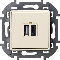 673761 Устройство зарядное Inspiria с 2-мя USB разьемами A и C 240В/5В 3000мА сл. кость IEK 