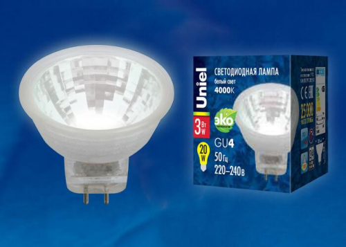 Лампа светодиодная Uniel GU4 3W 4000K прозрачная LED-MR11-3W/NW/GU4/220V GLZ21TR UL-00001703 в г. Санкт-Петербург  фото 2