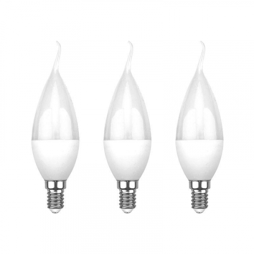 Лампа светодиодная 7.5Вт CW свеча на ветру 4000К E14 713лм (уп.3шт) Rexant 604-046-3 в г. Санкт-Петербург 