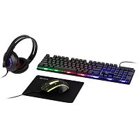 Б0056141 Комплект клавиатура и мышь DX850 игровые 1200-3600dpi + коврик + гарнитура черн. Intro 