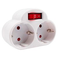 5004788 Разветвитель с заземл. 16А 3.5кВт AD-2GS защ. шторки с выкл. JazzWay 