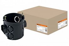 SQ1402-1105 Установочная коробка СП D68х62мм, углубленная, саморезы, стыковочные узлы, черная, IP20, TDM