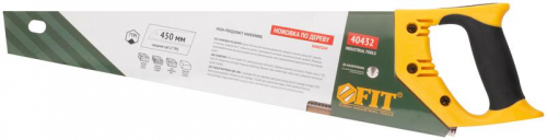 40432 Ножовка по дереву средний каленый зуб 7 ТPI 2D заточка пластиковая прорезиненная ручка 450мм FIT  фото 3