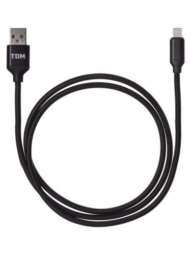 SQ1810-0309 Дата-кабель, ДК 9, USB - Lightning, 1 м, тканевая оплетка, черный, TDM