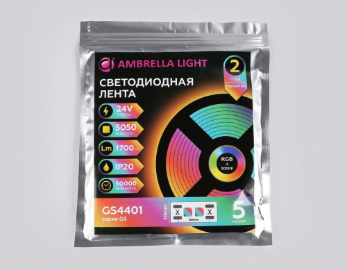Светодиодная лента Ambrella Light 10W/m 60LED/m 5050SMD RGBW+теплый белый 5M GS4401 в г. Санкт-Петербург  фото 4