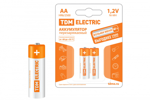 Аккумулятор AA-2500 mAh Ni-MH BP-2 TDM в г. Санкт-Петербург 