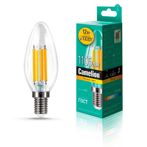Лампа светодиодная Camelion E14 12W 3000K LED12-C35-FL/830/E14 13708 в г. Санкт-Петербург 