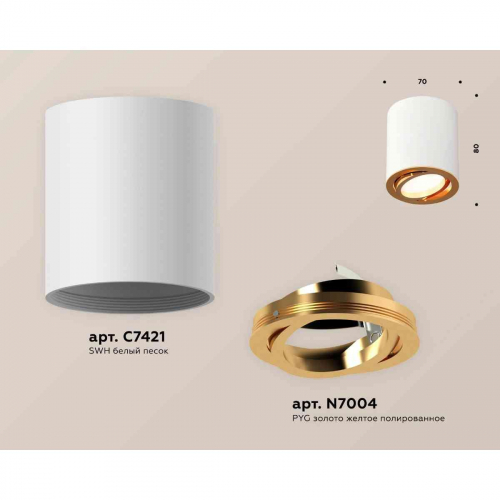 Комплект накладного светильника Ambrella light Techno Spot XS7421003 SWH/PYG белый песок/золото желтое полированное (C7421, N7004) в г. Санкт-Петербург  фото 2