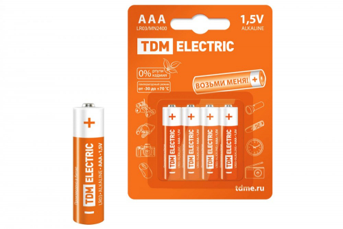 SQ1702-0006 Элементы питания LR03 AAA Alkaline 1.5V BP-4 TDM