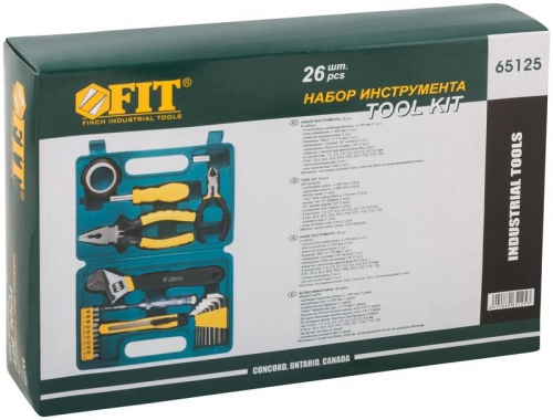 65125 Набор инструмента 26шт пластиковый чемодан FIT  фото 2
