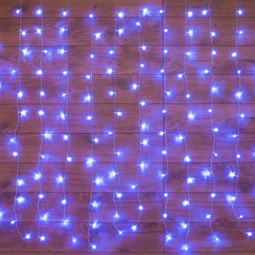 Гирлянда светодиодная "Светодиодный Дождь" 1.5х1м 96LED син. 8Вт 230В IP20 свечение с динамикой с контроллером провод прозр. Neon-Night 235-023 в г. Санкт-Петербург 