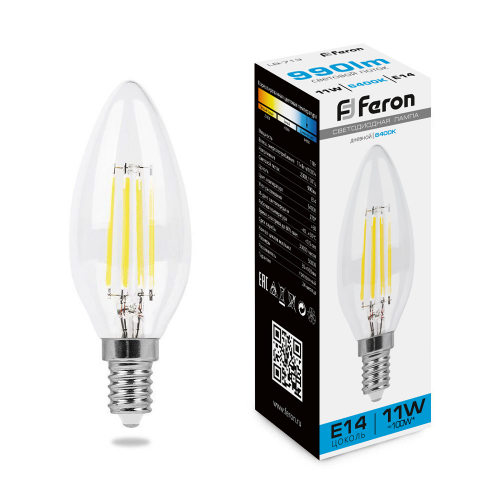 Лампа светодиодная Feron LB-713 Свеча E14 11W 230V 6400K 38231 в г. Санкт-Петербург 