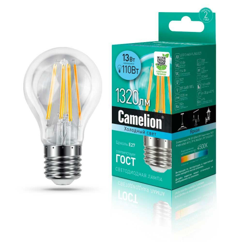 Лампа светодиодная Camelion E27 13W 4500K LED13-A60-FL/845/E27 13717 в г. Санкт-Петербург 