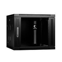 8589c Шкаф телекоммуникационный настенный SH-05F-9U60/60-BK 19дюйм 9U 600х600х501мм дверь стекло черн. (RAL 9004) Cabeus 