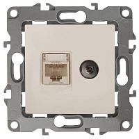 Б0027442 Розетка компьютерная + телевизионная Эра12 12-3110-02 RJ45 + TV IP20 сл. кость Эра 