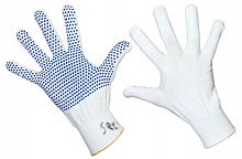 Перчатки нейлоновые с частичным покрытием ладони и пальцев точка ПВХ бел. SDS 09-0260 в г. Санкт-Петербург 