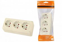SQ1801-0227 Розетка 3-х местная горизонтальная 2П+3 открытой установки IP20 16A с з/ш сл. кость "Ладога" TDM