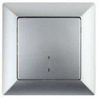Б0053561 Выключатель 1-кл. СП Solo 4-102-03 10А 250В IP20 с подсветкой алюм. Intro 