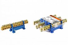 SQ0801-0015 Шина "N" нулевая с изолятором на DIN-рейку 6х9мм стойка мал. 15 групп TDM