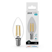32120 Лампа светодиодная филаментная Filament Elementary 10Вт свеча 4100К Е14 670лм GAUSS 