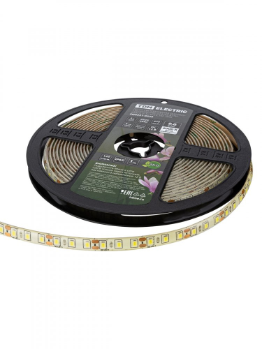 SQ0331-0339 Лента светодиодная SMD2835-120 LED/м-IP65-12 В-9,6 Вт/м-6000 К (5 м) блистер TDM