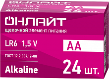 90635 Элемент питания алкалиновый 90 635 OBT-ALK-LR6-BOX24 (бокс 24шт) ОНЛАЙТ 