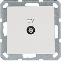 G6002W Розетка телевизионная проходная TV Ф9.5мм механизм бел. глянцевый Jasmart 