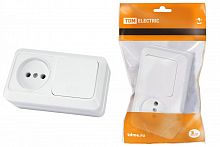 SQ1801-0105 Блок комбинированный выкл. 1-кл. 10А + розетка 2П 10А 250В БКВР IP20 белый "Ладога" TDM
