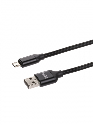 Дата-кабель, ДК 8, USB - USB Type-C, 1 м, тканевая оплетка, черный, TDM в г. Санкт-Петербург  фото 3