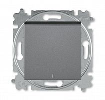 Выключатель кнопочный 1-кл. СП Levit IP20 с подсветкой сталь/дым. черн. ABB 2CHH599147A6069