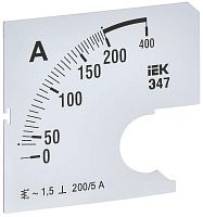 Шкала сменная для амперметра Э47 200/5А-1.5 72х72мм IEK IPA10D-SC-0200 в г. Санкт-Петербург 