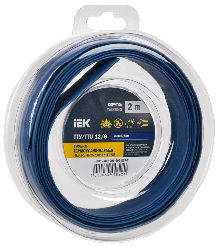 UDR12-012-006-002-K07-T Трубка термоусадочная ТТУ нг-LS 12/6 син. (уп.2м) IEK 