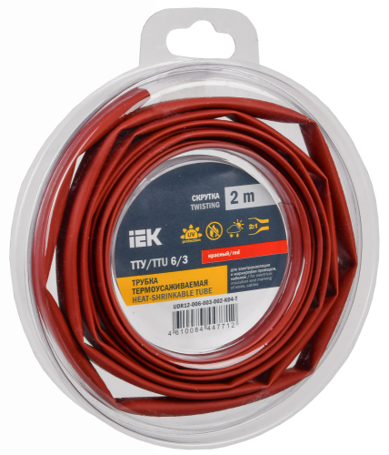 UDR12-006-003-002-K04-T Трубка термоусадочная ТТУ нг-LS 6/3 красн. (уп.2м) IEK 