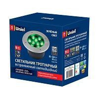 UL-00006825 Светильник светодиодный архитектурный ULU-B12A-9W/GREEN IP67 GREY уличный встраиваемый зел. свет корпус сер. Uniel 