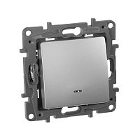 672403 Выключатель 1-кл. СП Etika 10А IP20 250В 10AX с подсветкой/индикацией безвинтов. зажимы механизм алюм. IEK 