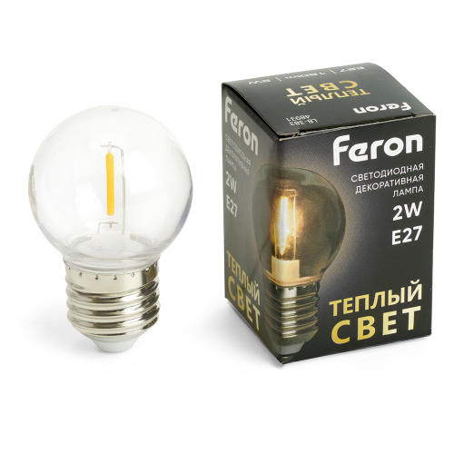 Лампа светодиодная Feron LB-383 Шарик прозрачный E27 2W 230V 2700K 48931 в г. Санкт-Петербург 