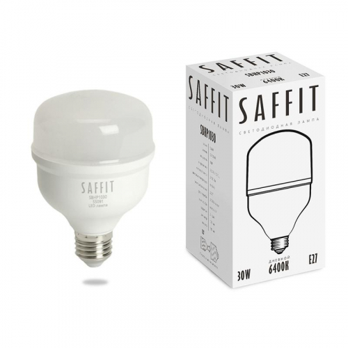 55091 Лампа светодиодная SBHP1030 30Вт T80 6400К E27 230В SAFFIT 