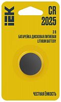 Элемент питания дисковый литиевый CR2025 (блист.1шт) IEK ABT-CR2025-OP-L01 в г. Санкт-Петербург 