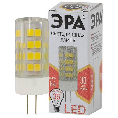 Лампа светодиодная ЭРА G4 3.5W 2700K прозрачная LED JC-3.5W-220V-CER-827-G4 Б0027855 в г. Санкт-Петербург  фото 2